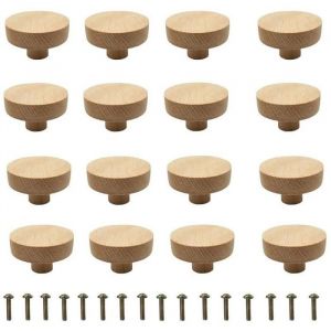 Bouton de Meuble 20 Pi&egrave;ces Bouton Meuble Bois Poign&eacute;e Meuble Bois Poign&eacute;e Bouton En Bois Naturel Ronde Boutons de Tiroir en Bois