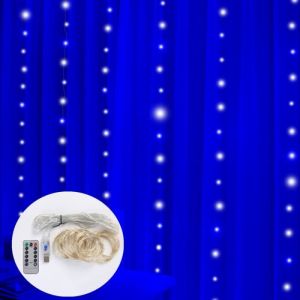3x3m bleu Rideau guirlande lumineuse à LED 3x3m guirlande lumineuse féerique télécommande USB pour noël n