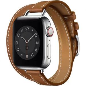 BRACELET POUR MONTRE CONNECTEE - Fleuve - Bracelet cuir Apple Watch Series 10 double tour mince 40- BRACELET POUR MONTRE CONNECTEE