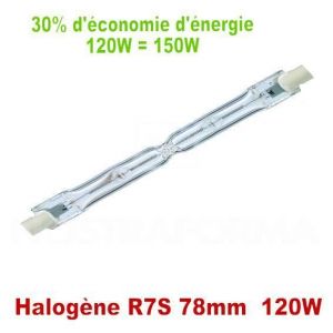 Ampoule halog&egrave;ne - Economique - R7S J78 - 120W - Blanc chaud - Dimmable