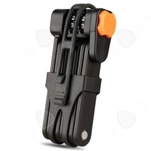C Antivol Velo 85 cm déverrouillage par mot de passe pliable portable noir alliage dacier trempé Serrure d digitale de bicyclette