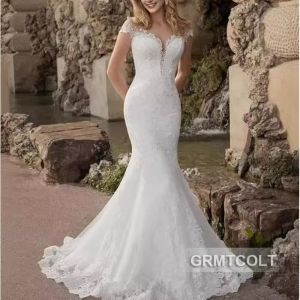 Robe de mariée sirène avec dentelle effet dillusion - GRMTCOLT - Ivoire Blanc - Tailles standard EU32-46