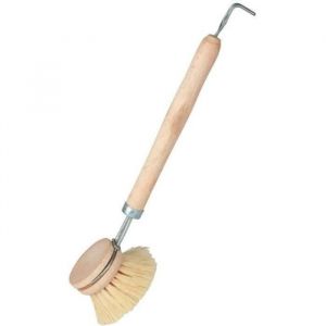 Brosse vaisselle bois + manche attache métal tampico