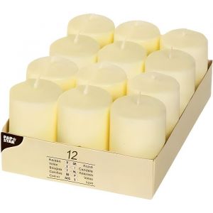 Bougies cylindriques - Ivoire - &Oslash; 40 mm &middot; 60 mm - T&ecirc;te plate - 1 pi&egrave;ce - Int&eacute;rieur