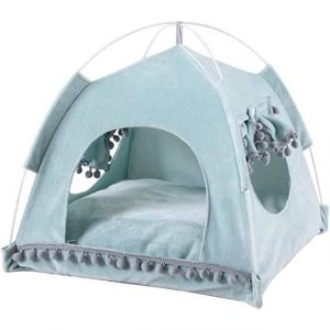 ROCK Panier pour Chat Portable Niche - Pliable - Tente pour Chats d&rsquo;&eacute;t&eacute; - 38x38x39cm - bleu