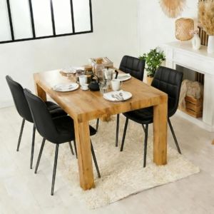 MIPAN. Lot de 4 Chaises de Salle &agrave; Manger - PU - Chaises de Cuisine  avec Dossier - Pour Salon Bureau Coiffeuse - Noir