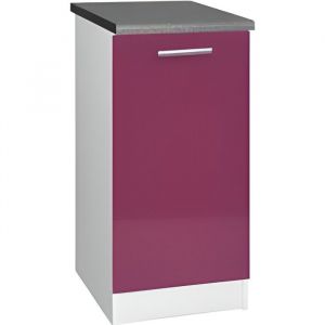 Meuble cuisine bas 40 cm 1 porte TARA aubergine