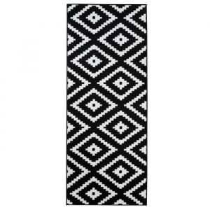 TAPISO Tapis de Couloir Salon Entr&eacute;e Chambre LUXURY Noir Blanc Motif Marocain Losanges 120x250 cm