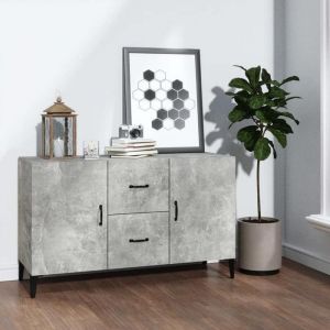 SALE 2025Meuble bas bahut vaisselier - Buffet - Gris b&eacute;ton - 100x36x60 cm - bois ding&eacute;nierie30 Kg 8993