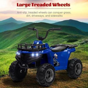 Voiture 4x4 Quad &eacute;lectrique Enfant 12 V 4.5 Km/h Max 2 Vitesses et T&eacute;l&eacute;commande Bleu