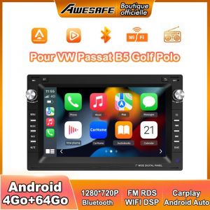 AWESAFE 4G Autoradio Android 13 pour VW Passat B5 Golf Polo MK4 T5 4Go+64Go avec 7 &Eacute;cran Tactile GPS Carplay Android Auto