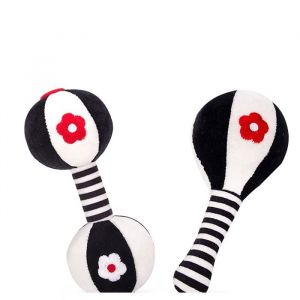 Jouets sensoriels hochet b&eacute;b&eacute; - 2 pi&egrave;ces textile - Convient pour 0-12ans noir/blanc &Eacute;tiquette