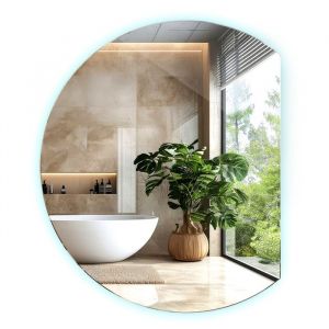 Miroir rond biseauté miroir moderne avec rétroéclairage LED - 84 x 100 cm - Lumière froide