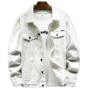 Blouson en Jean Homme - INSFITY - Couleur Unie Blanc - Manches Longues