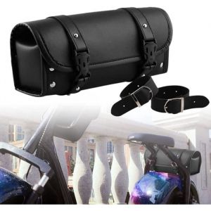 sacoche de moto en cuir pu sacoche en cuir fourche avant fourche queue guidon sacs à outils avec sangles réglables universel[129]