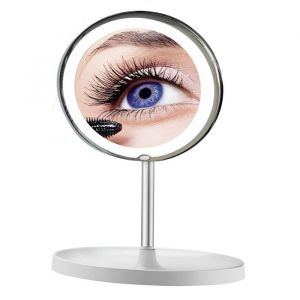 Miroir grossissant 20cm Diam&egrave;tre pivotant &agrave; 360 degr&eacute;s grossissement 10x fixation pliable murale miroir maquillage avec lumi&egrave;re