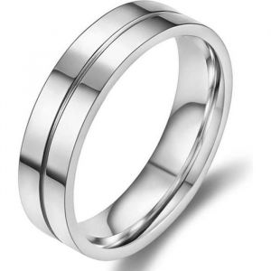 Zense - Bague argentée avec rainure pour homme ZR0166