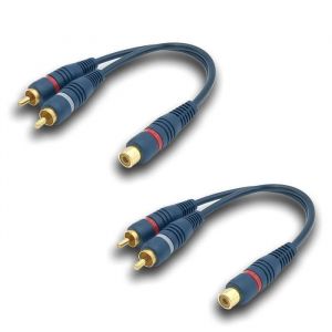 C&acirc;ble Cinch R&eacute;partiteur Audio Adaptateur C&acirc;ble Y RCA15CM C&acirc;ble RCA vers JACK 1 Femelle &agrave; 2 M&acirc;le RCA C&acirc;bleBleu