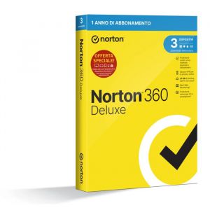 Norton 360 Deluxe 2024  Antivirus per 3 dispositivi  Licenza 1 anno  Software sicurezza