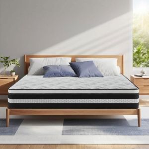 Matelas 90x190 -Ressorts Ensachés + Mousse Mémoire   Épaisseur 26cm certifié Oeko-Tex  mi-ferme  8 Zones