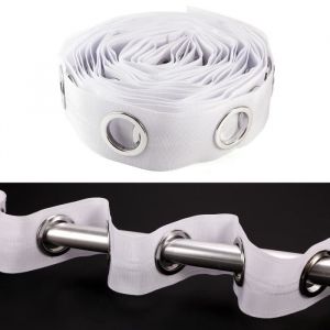 Ruban pour rideaux - 10M - 80 oeillets argent&eacute;s - Blanc