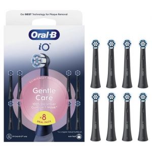 Brossettes - ORAL-B - iO refills Gentle Care - Pack de 8 - Noir