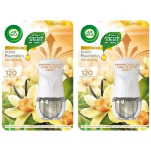 Lot de 2 Diffuseurs Electrique avec une Recharge Vanille Ingrédients d Origine Naturelle