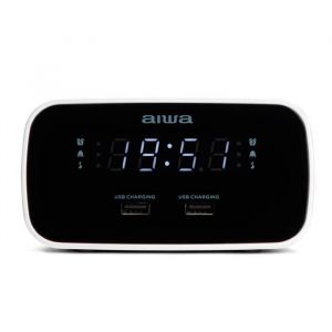 Radio-r&eacute;veil Aiwa CRU-19BK noir avec chargement USB et affichage LED graduable