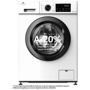Lave-linge hublot CONTINENTAL EDISON CELL8120IWP - 8 kg - Induction - L60cm - 1200 trs / min - Classe A -20% - Blanc hublot noir