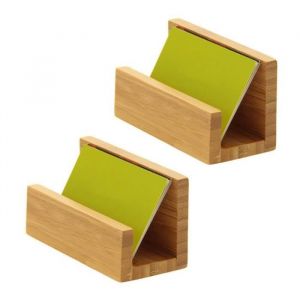 2X Support de Carte de Visite En Bois de Bambou pour Bureau Présentoir de Carte de Visite Robuste pour Bureau Adapté Aux Hommes