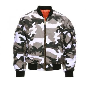 Blouson Aviateur Bombers MA-1 Camouflage Urban R&eacute;versible Orange