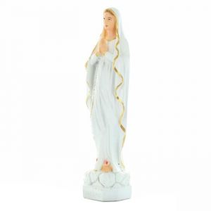 Statue de la Vierge de Lourdes blanche et dorée 18cm - Résine - Classique - Intemporel