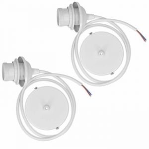 2x câble électrique pour lampe - Câble avec douille E27 et bague de fixation - Monture de suspension pour luminaire plafond -Blanc