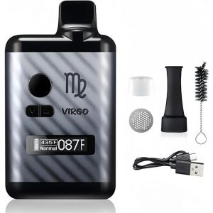 Vaporisateur Virgo pour herbes s&egrave;ches chambre chauffante en c&eacute;ramique affichage OLED et contr&ocirc;le de la temp&eacute;rature (gris)