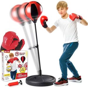 Sac de frappe pour enfants avec gants de boxe  3 à 10 ans Sac de frappe réglable avec support  Ensemble sac de boxe pour garçons