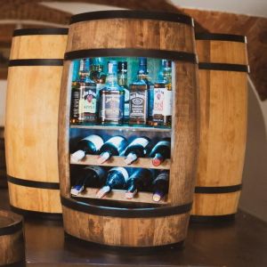 Casier à Vin - Creative Cooper - Tonneau en bois LED avec étagère - 30 bouteilles - Wengé