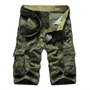 Bermuda Cargo Camouflage Homme Casual Bermuda Multi-poches Style Droit