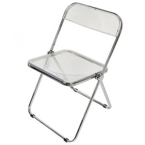Chaise pliante en acrylique &agrave; dossier transparent - YALURUI - Blanc - Pliable - Contemporain - Design