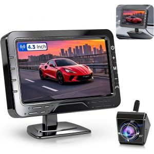 Cam&eacute;ra de Recul 4.3 HD &Eacute;cran D&eacute;tachable Nuit IP68 Rotative Guidage Installation Facile Allume-Cigare