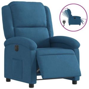 @FRENCH Fauteuil inclinable ajustable - Fauteuil TV individuel - TOP VENTES - &eacute;lectrique bleu velours 1172798