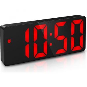 Réveil Numérique Alarm Réveil LED avec Fonction Snooze Luminosité réglable ave mode jour de travail(Rouge)