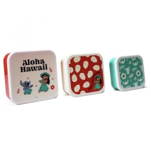 Boîtes à goûter - Disney - Lilo & Stitch - Lot de 3 - Plastique sans BPA - Lavage à la main uniquement