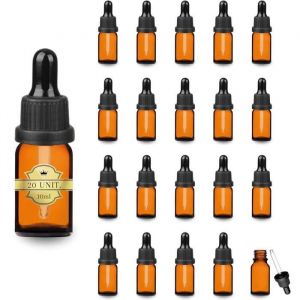 20 Flacons Ambrés 10 ml avec Pipette en Verre  Huiles Essentielles Cosmétiques