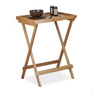 Relaxdays Table plateau de service tablette pliable bambou table appoint petit déjeuner HxlxP: 66 x 50 x 385 cm nature