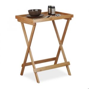 Relaxdays Table plateau de service tablette pliable bambou table appoint petit déjeuner HxlxP: 66 x 50 x 38,5 cm, nature