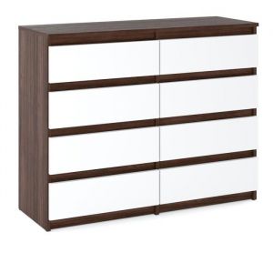 Commode 8 tiroirs - Mirabilesse - Meuble de salon - Commode chambre - Meuble rtv - Chêne Wenge / Blanc Mat 120x33.5x925
