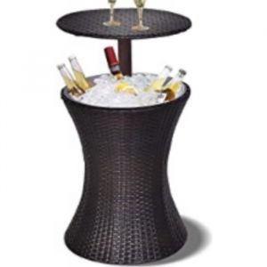 RELAX4LIFE Table Basse de Jardin 44 x 44 x 57 cm | Table Relevable de Cocktail | pour Piscine/Terrasse/Patio