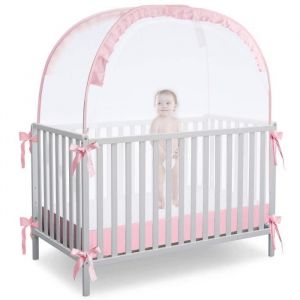 S&eacute;curit&eacute; b&eacute;b&eacute; Tente de Berceau Qian Tai Premium Toddler Crib TopperTente de Berceau Pop-up de moustiquaire-Rose