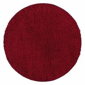 Carpetsale24 Uni Tapis de Salon Shaggy Uni Tapis Rouge 200 cm Rond Chambre Tapis Poil Long Moelleux et Doux