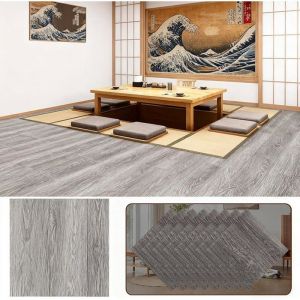 Lot de 40 dalles de sol en PVC aspect b&eacute;ton 30 x 30 cm sol en vinyle autocollant aspect b&eacute;ton sol en vinyle Gris Fonc&eacute; gri SOLS PVC